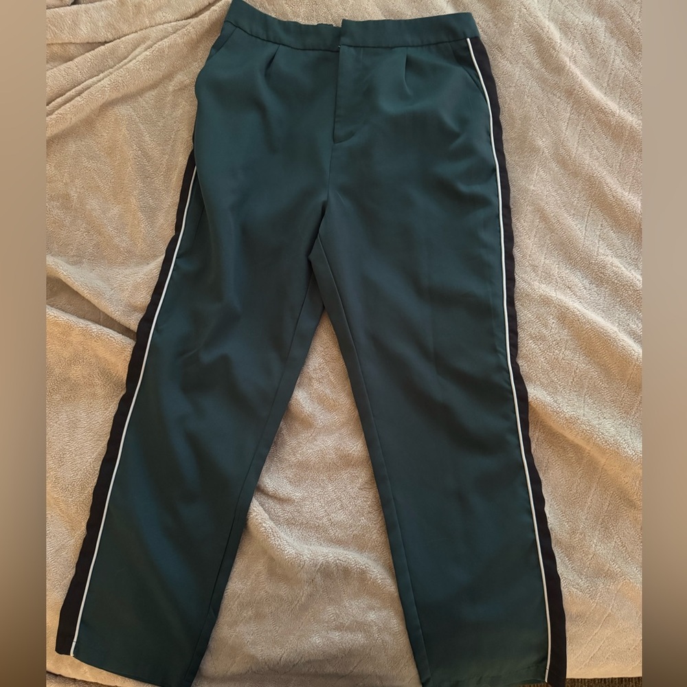 Kittenish Dark Green Joggers with White Stripe
